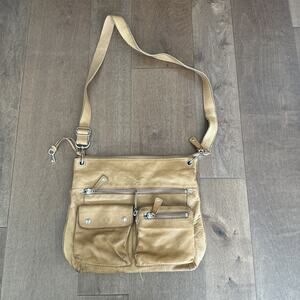 Fossil Crossbody Bag – Camel Leather –13x12 Exterior Stains